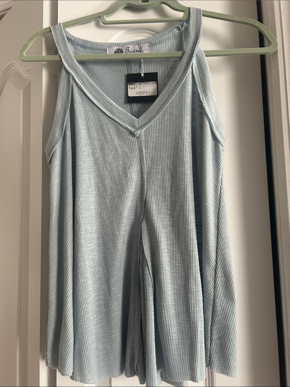 TOWNSEN Pale Blue Ribbed V-Neck Wide-Leg Jumpsuit